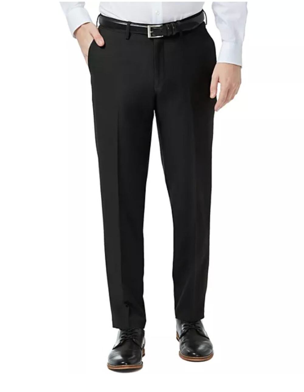 HAGGAR Men's Performance Comfort Dress Pant Straight Fit Black 34W x 30L NWT